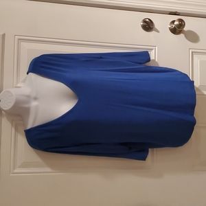 Slinky Brand Bright Blue V-Neck Plus Size Top Travel Knit 1X